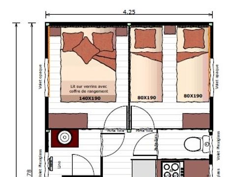 Tente en toile et en bois 5 personnes - Lodge Premium 32m² 2 ch (2024) 4/5 pers