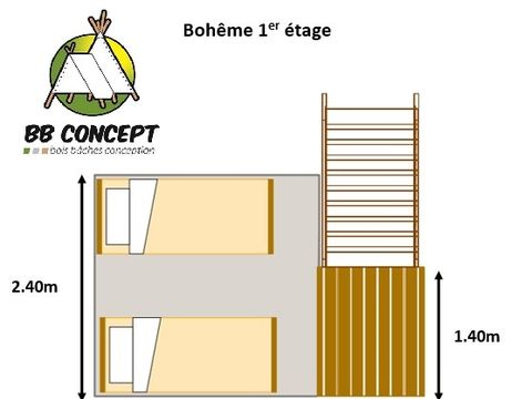 BUNGALOW 3 personnes - Bungalow "Bohème" 14m² (2025) 2/3 pers