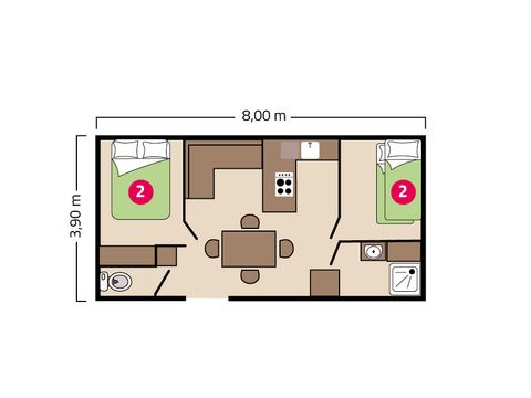 MOBILHOME 4 personnes - Océan Éco 4 personnes 