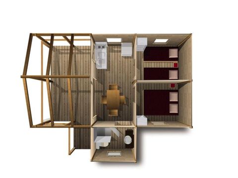 TENTE TOILE ET BOIS 5 personnes - CABANE PILOTIS