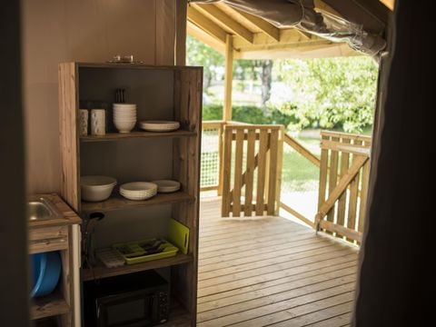 TENTE TOILE ET BOIS 5 personnes - CABANE PILOTIS