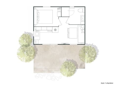 MOBILHOME 3 personnes - SOLO 1 chambre 20m²
