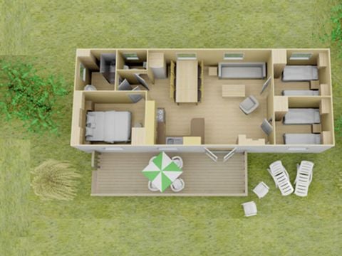MOBILHOME 6 personnes - Classic | 3 Ch. | 6 Pers. | Terrasse surélevée | Clim |TV