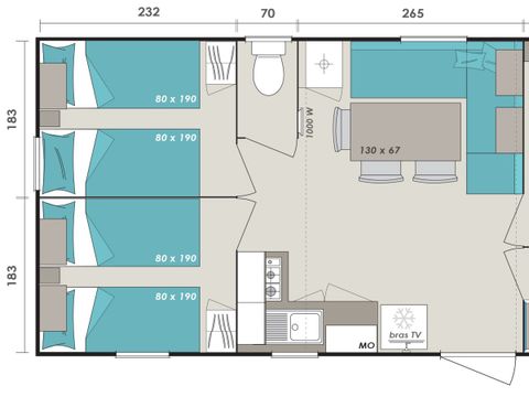 Mobilhome 8 personnes - Comfort XL | 3 Ch. | 6/8 Pers. | Terrasse Couverte | Clim.
