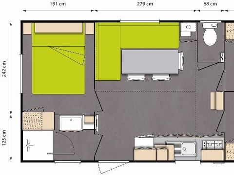 MOBILHOME 6 personnes - Mobil-home Standard 31m² (3 chambres) + terrasse semi-couverte - 6 pers