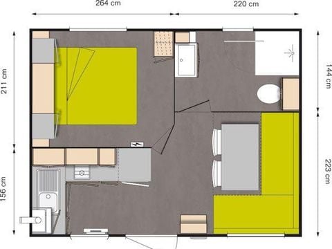 MOBILHOME 2 personnes - Mobil-home Standard 18m² (1 chambre) + TV + terrasse 2 pers