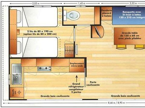 MOBILHOME 6 personnes - Mobilhome LUXE - 2 chambres - vue sur le Lac - 47m² terrasse comprise 1/6 pers
