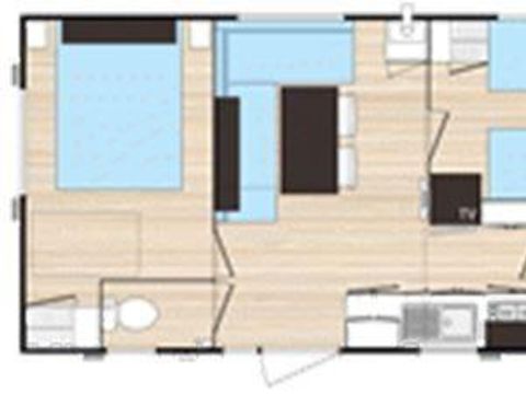 MOBILHOME 6 personnes - Mobilhome PRIVILEGE - 2 chambres - 40m² terrasse comprise 1/6 pers