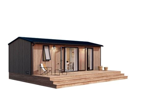 MOBILHOME 4 personnes - Aquitaine Premium vue Lac 29m² 2ch-4p+terrasse couverte+ TV + lave-vaisselle +chiliennes