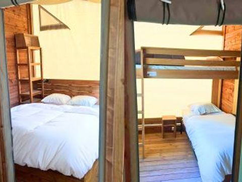 TENTE TOILE ET BOIS 2 personnes - Cottons Flower Confort 35m² - 2 chambres - Terrasse - TV - avec sanitaires - Prix pour 2 personnes