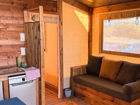 TENTE TOILE ET BOIS 2 personnes - Cottons Flower Confort 35m² - 2 chambres - Terrasse - TV - avec sanitaires - Prix pour 2 personnes