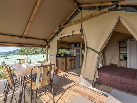 Tente en toile et en bois 5 personnes - Lodge sur pilotis Confort River View