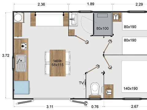 MOBILHOME 4 personnes - Cabane nuit