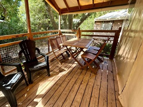 TENTE TOILE ET BOIS 5 personnes - Caba'nature 3 Pièces 5 Personnes