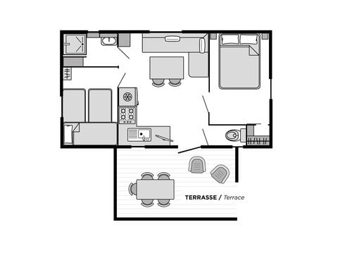 MOBILHOME 5 personnes - COTTAGE - 2 Chambres - TV