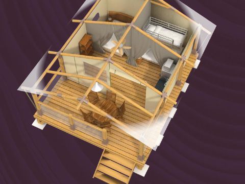 Tente en toile et en bois 5 personnes - Tente Lodge - BALI