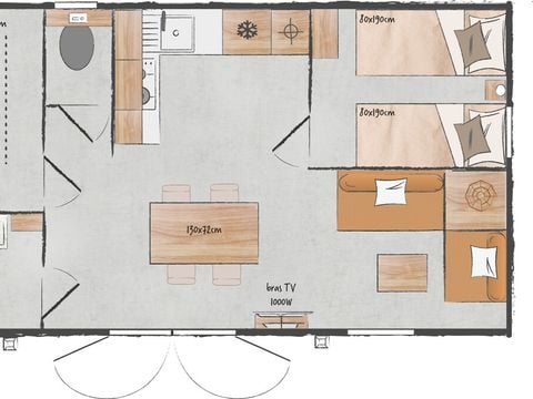 MOBILHOME 4 personnes - Ciela Privilège - 2 chambres - barbecue