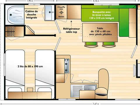 MOBILHOME 6 personnes - Confort pour 4 à 6 pers.