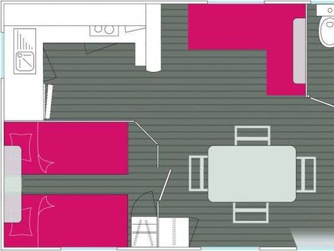 Mobilhome 4 personnes - Confort + avec climatisation pour 4 pers.