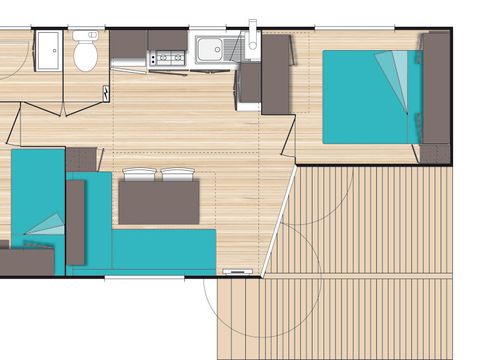 Mobilhome 4 personnes - Confort + avec climatisation pour 4 pers.