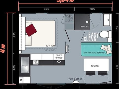 MOBILHOME 2 personnes - Cahita Standard 17.8m² (1 chambre) + TV + Terrasse