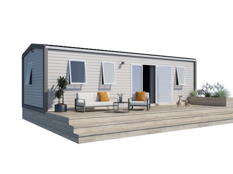 MOBILHOME 6 personnes - Premium 32m² (3 chambres) + Terrasse couverte + TV + Climatisation