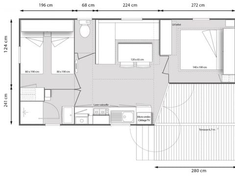 MOBILHOME 4 personnes - PREMIUM 2 CHAMBRES