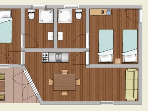 Mobilhome 6 personnes - Chalet | Classic XL | 2 Ch. | 4/6 Pers. | 2 SDB