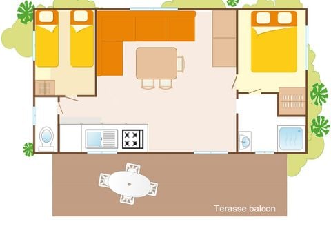 MOBILHOME 6 personnes - Classic | 2 Ch. | 4/6 Pers. | Terrasse surélevée non couverte | Clim.
