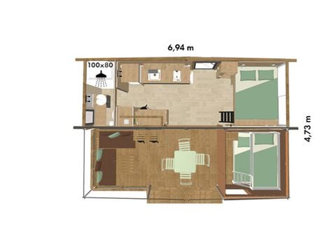 MOBILHOME 5 personnes - Tiny Lodge 2 chambres 5 personnes (4 adultes max + 1 enfant)