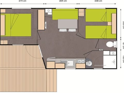 Mobilhome 4 personnes - Gamme Confort – - 2 chambres