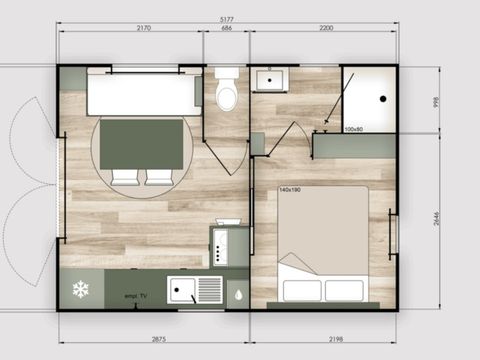 Mobilhome 2 personnes - Gamme Cocoon - SPA – - 1 chambre - Climatisation