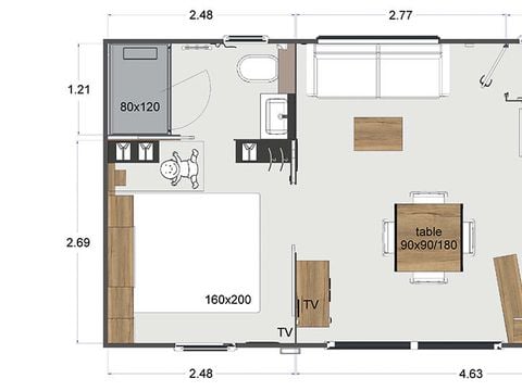 MOBILHOME 4 personnes - Gamme PREMIUM SPA – 2 ch – 2 SDB – 4 pers - Climatisation