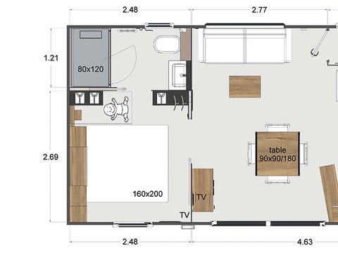 Mobilhome 4 personnes - Gamme - PREMIUM - SPA – - 2 chambres - 2 salles de bain – - Climatisation