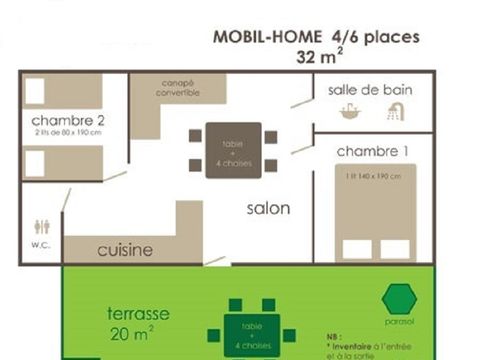 MOBILHOME 6 personnes - 2ch 4/6 pers