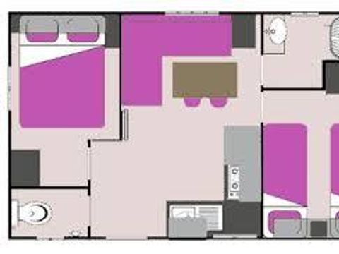 Mobilhome 4 personnes - Mobil-home Roitelet 24m², 2 Ad + 2 Enf , Terrasse couverte