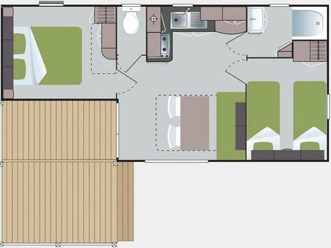 MOBILHOME 6 personnes - C- Mobil-home Caraïbes climatisé 2 chambres