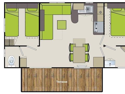 MOBILHOME 6 personnes - C- Mobil-home Caraïbes - 2 chambres
