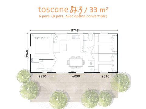 MOBILHOME 6 personnes - TOSCANE Trio 3 Ch