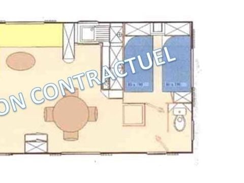 MOBILHOME 4 personnes - ECO Mobil home 2 ch. CELENIA (+ de 10 ans) 25m² + Terrasse semi-couverte 4 pers