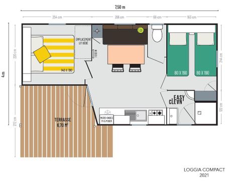 MOBILHOME 4 personnes - Mobil-home Loggia 2 chambres avec terrasse couverte
