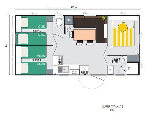 MOBILHOME 6 personnes - Mobil-home Titania 3 chambres avec terrasse couverte