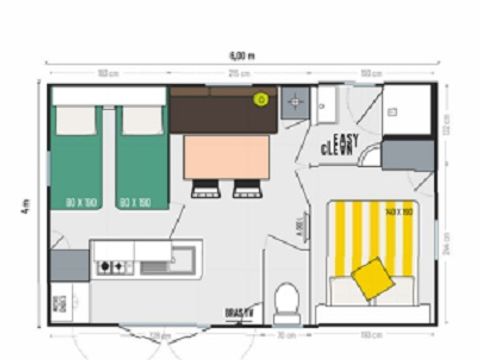 MOBILHOME 4 personnes - Mobil-home Riviera 2 chambres avec terrasse couverte