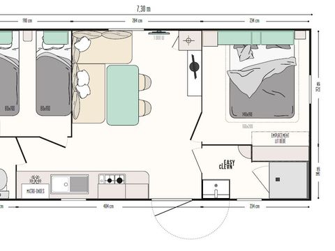 MOBILHOME 4 personnes - "Mercure" climatisé 2 chambres