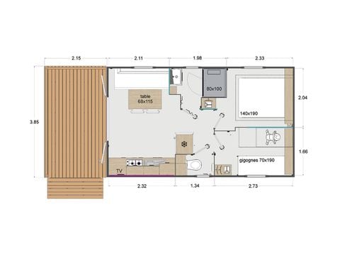 MOBILHOME 4 personnes - MH Savana Lodge - 2 chambres - 24m² 4 pers