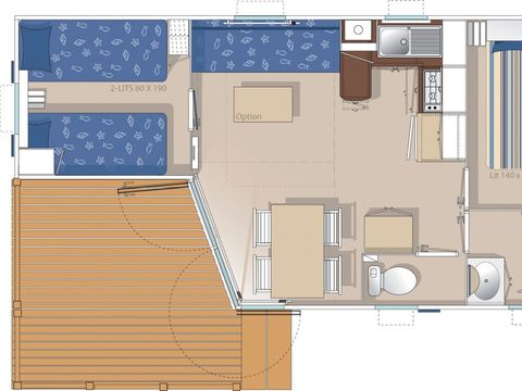 MOBILHOME 4 personnes - Mobil-home Moorea (D) - 2 chambres - 28m² 4 pers
