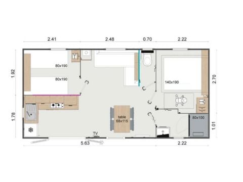 MOBILHOME 4 personnes - Mobil-home Timoé Lodge - 2 chambres - 29.50m² 4 pers