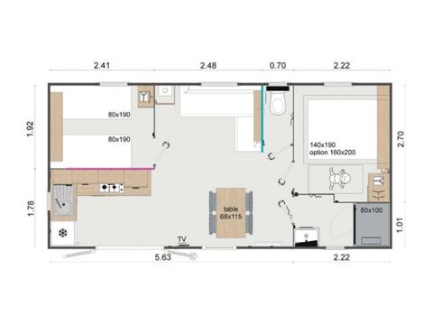 MOBILHOME 4 personnes - Mobil-home Timoé Lodge - 2 chambres - 29.50m² 4 pers