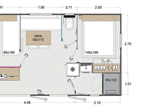 MOBILHOME 4 personnes - Mobil-home Timoé Lodge - 2 chambres - 29.50m² 4 pers