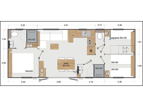 MOBILHOME 12 personnes - Mobile Home Tropical Lodge Family AVEC JACUZZI- 36.80 m²/MH - 6 Ch/12 pers - TRIBU XXL 12 pers